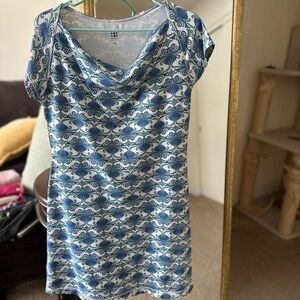 Title Nine Blue and White Patterned Dress